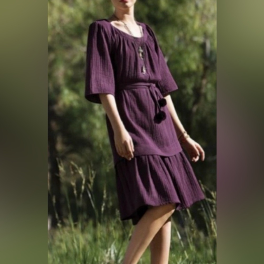 Johnny Was Calme double gauze belted tier dress M